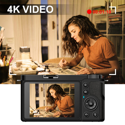 Ultra HD 4K Compact Digital Camera with 6x Zoom Lens & Smart Touch Screen Control – Black