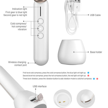 Cordless Hot & Cold Eye Massager with Vibration and Ion Absorption White