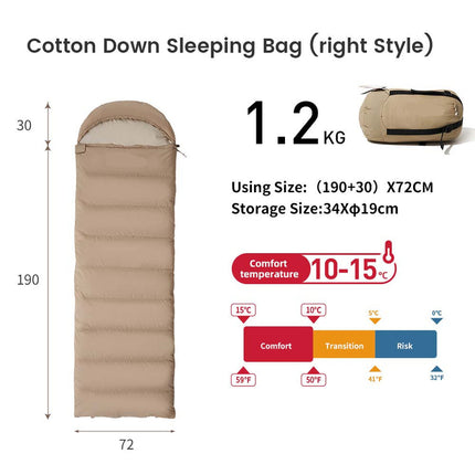 Lightweight Outdoor Duck Down Sleeping Bag Envelope Style Ideal for Camping