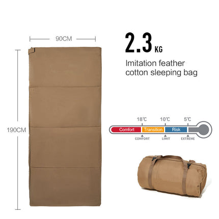 Cold-Weather Envelope Sleeping Bag with Washed Cotton Liner – 190 × 180 cm