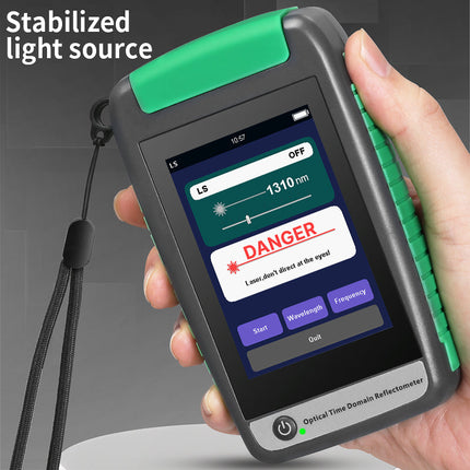 Handheld Optical Fiber OTDR Tester 80km Multi Wavelength Field Diagnostic Tool Green