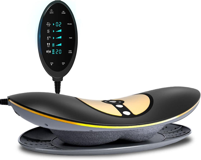 Home Back Stretcher & Electric Lumbar Massager with Infrared and EMS – Black