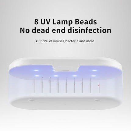 Cordless UV Sanitizing Case for Nail & Beauty Accessories – Compact White Cleaner