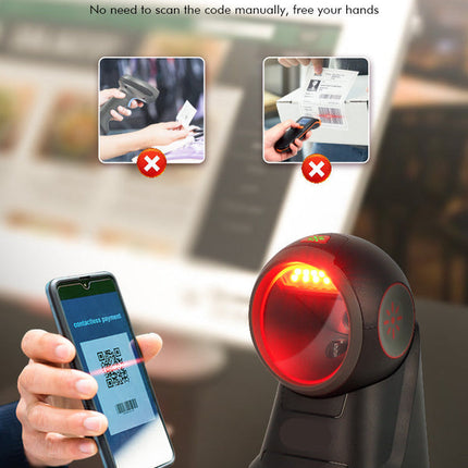High-Speed Desktop QR & Barcode Reader for POS Counters with Hands-Free Scanning
