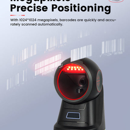 High-Speed Desktop QR & Barcode Reader for POS Counters with Hands-Free Scanning