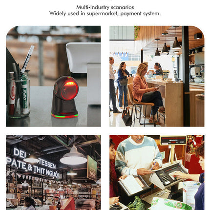 High-Speed Desktop QR & Barcode Reader for POS Counters with Hands-Free Scanning