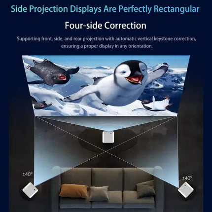 Portable 720P HD WiFi 6 Smart Projector with Android 13, Bluetooth, Auto Keystone and HDMI