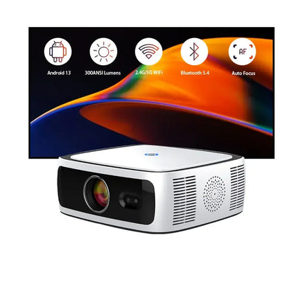 1080P Smart Mini Projector with Android 13, Auto Keystone, 250 ANSI Lumens, HDMI & Wireless Screen Mirroring