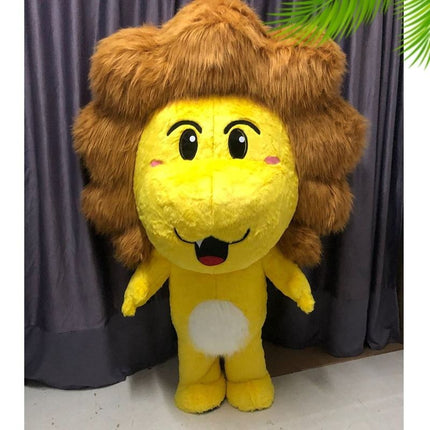 Inflatable Lion Mascot Costume Plush Material Easy Wear Suit for Parties and Festivals