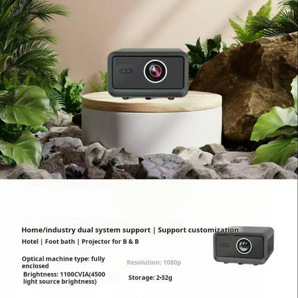 1080P Portable Smart Projector 800 ANSI Lumens with Auto Focus, Google TV, Wi-Fi 5G, HDMI and Dual Speakers