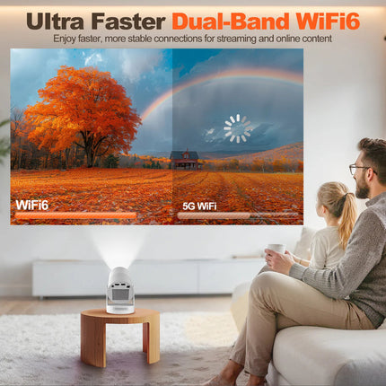 Portable Android Projector 8K Playback WiFi 6 Bluetooth 5.4 Built-in Speaker