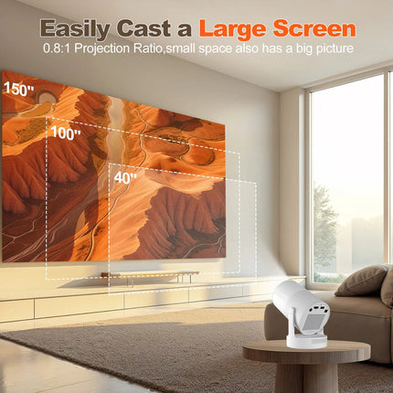 Portable Android Projector 8K Playback WiFi 6 Bluetooth 5.4 Built-in Speaker
