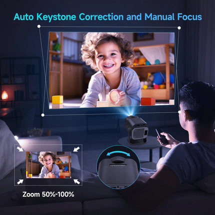 Compact Android Mini Projector with 8K Decoding & Wireless Screen Mirroring