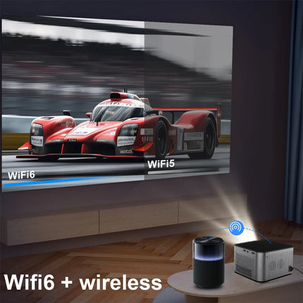 Portable Android Projector 8K Input Dual-Band WiFi 6 Bluetooth
