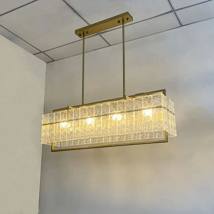 Rectangular Crystal Chandelier with Water Glass Design – Modern Dining & Living Room Ceiling Light