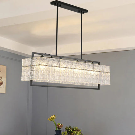 Rectangular Crystal Chandelier with Water Glass Design – Modern Dining & Living Room Ceiling Light