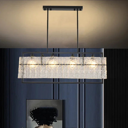 Rectangular Crystal Chandelier with Water Glass Design – Modern Dining & Living Room Ceiling Light