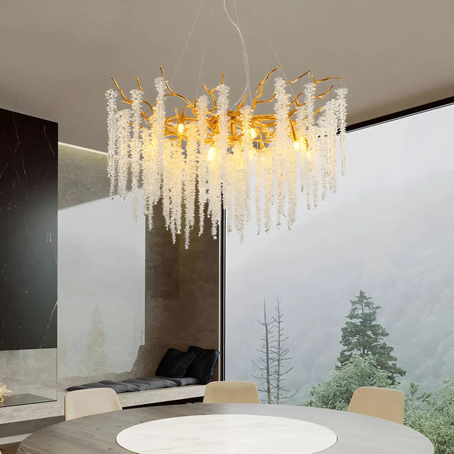 Luxury Crystal & Glass Ceiling Chandelier – Modern Decorative Lighting for Living Room, Dining Area & Lobby