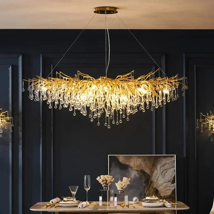 Modern LED Crystal Chandelier Pendant Light, Adjustable Ceiling Fixture for Living Room, Dining Room & Bedroom