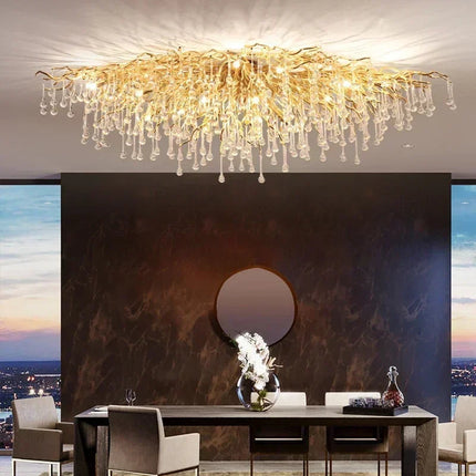 Modern LED Crystal Chandelier Pendant Light, Adjustable Ceiling Fixture for Living Room, Dining Room & Bedroom