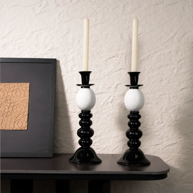 Monochrome Artistic Resin Candle Holder for Modern Home Styling