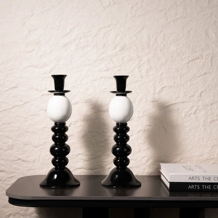 Monochrome Artistic Resin Candle Holder for Modern Home Styling