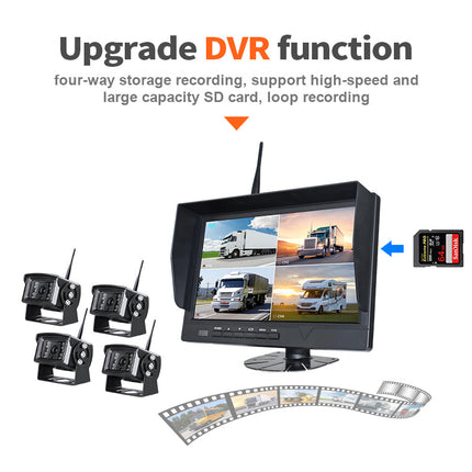 10-Inch HD Wireless Surveillance System with Quad Weatherproof Cameras & 500m Coverage