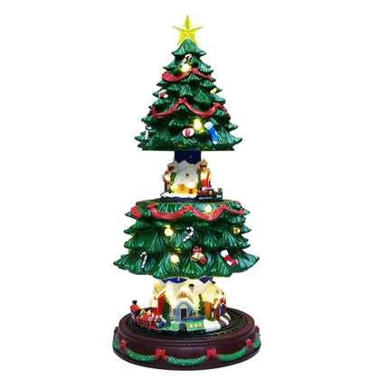 49cm LED Animated Christmas Tree with Music, Motion Lights, and Moving Train – Plug-In Design