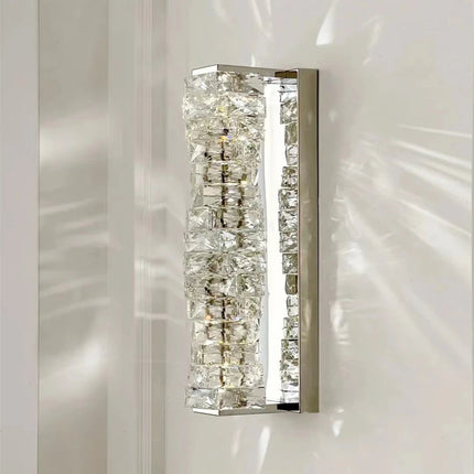 Gold Chrome LED Wall Light with K9 Crystal Accents for Living Room and Bedroom
