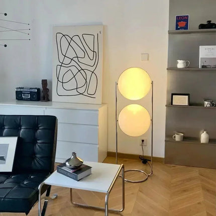 White Acrylic Globe Floor Lamp with Chrome Base – Modern Planet-Inspired Design