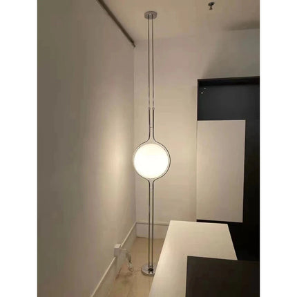 Round Acrylic Globe LED Floor Lamp – Chrome Metal Base, Ambient Lighting