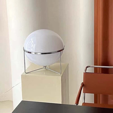 Round Acrylic Globe LED Floor Lamp – Chrome Metal Base, Ambient Lighting