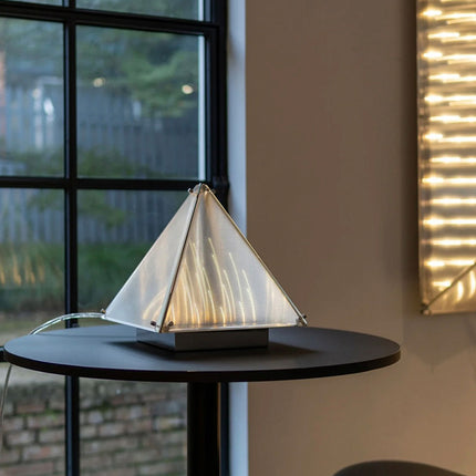 Modern Hexagonal Glass Art Deco Bedside Lamp Chrome Finish