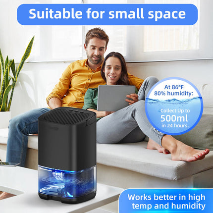 Compact Portable Dehumidifier 36W with Sleep Mode and Transparent Water Tank