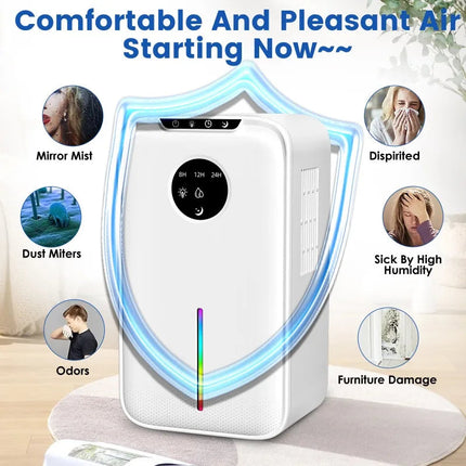 Compact Portable Dehumidifier for Home with 2.5L Tank and Drain Outlet