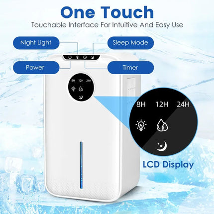 Compact Portable Dehumidifier for Home with 2.5L Tank and Drain Outlet