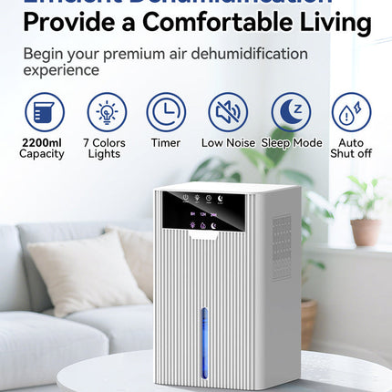 Multifunctional Portable Dehumidifier with Timer, Sleep Mode, and LED Lighting