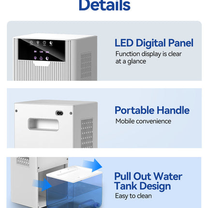 Multifunctional Portable Dehumidifier with Timer, Sleep Mode, and LED Lighting