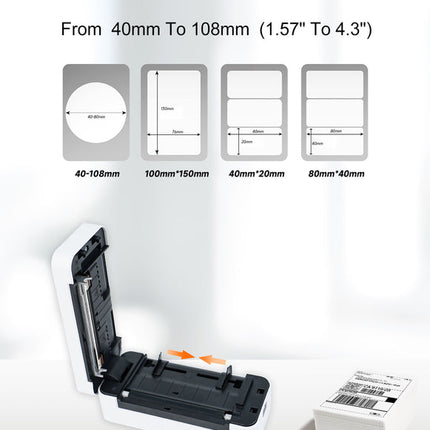 Wireless Thermal Shipping Label Printer – USB & Bluetooth, 108mm Print Width