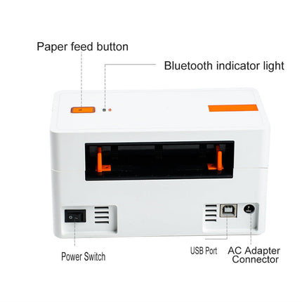 Direct Thermal Label Printer – Bluetooth & USB, 48–104mm Print Width