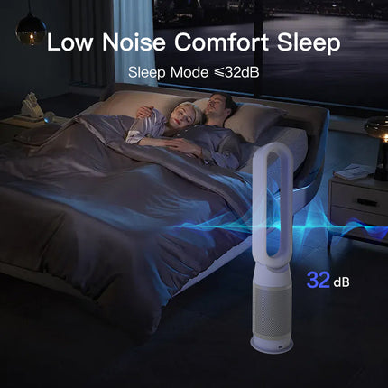 Compact Tower Air Cooler with HEPA Filter, ABS Body, and 30W Quiet Motor – White