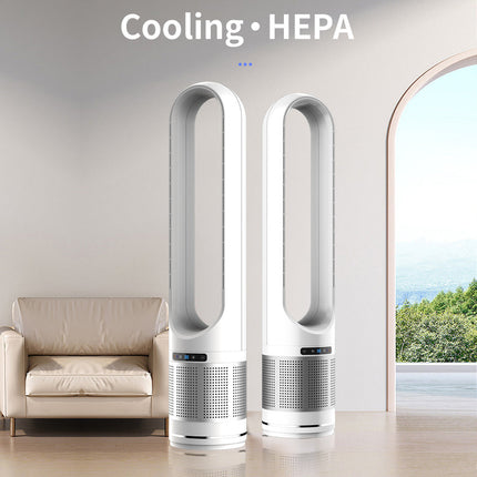 Compact 105 cm Tower Air Purifier & Cooler with HEPA Filter – 30W, White