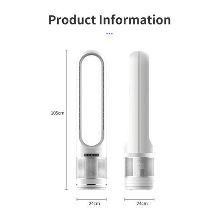 Compact 105 cm Tower Air Purifier & Cooler with HEPA Filter – 30W, White