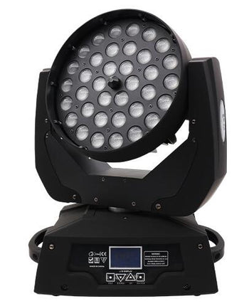 High-Power RGBW Moving Head Wash Fixture 36x10W with Variable Zoom – Black