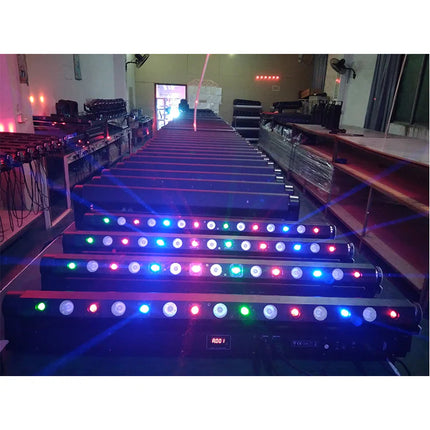Dynamic 8-Head RGB Laser Light Bar with 180° Motorized Sweep and LED Wash for DJ & Stage Lighting
