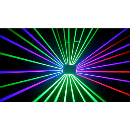 Dynamic 8-Head RGB Laser Light Bar with 180° Motorized Sweep and LED Wash for DJ & Stage Lighting
