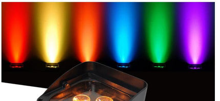 Portable Wireless LED Uplight RGBWA-UV Colour Mixing with Battery Powered DMX Control