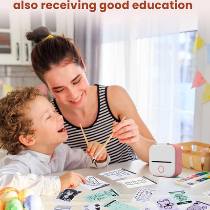 Travel-Friendly Pink Mini Printer | Wireless, Type-C Charging | 39m Thermal Print