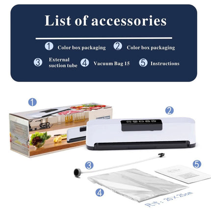 Portable Automatic Vacuum Food Sealer with Adjustable Power, 100-340V