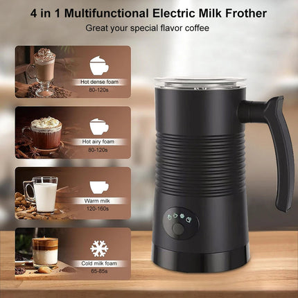 Portable 400W Electric Milk Frother with Adjustable Temperature and Multiple Foam Settings